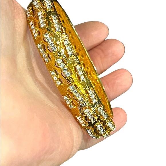 1980s Camrose & Kross gold plated crystal fancy bangle bracelet JBK Jackie K - Picture 4 of 9